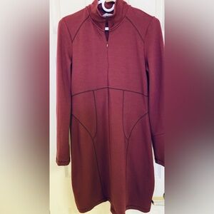 Athleta Fine Knit Burgundy Long Sleeve Dress Medium